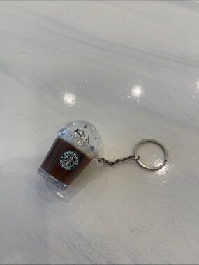 Starbucks Brown & Clear Mini Cup Keychain with Silver Ring
